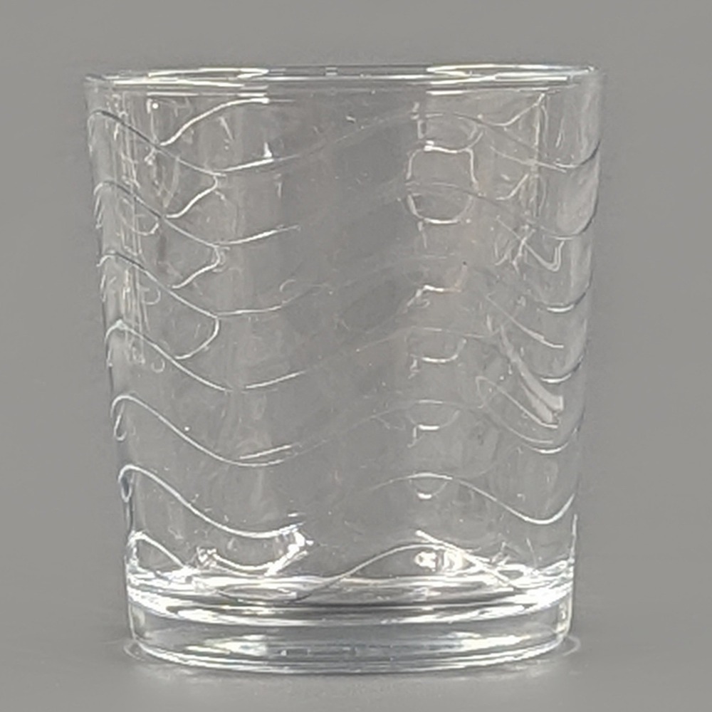 Crate & Barrel Swirl Clear Glass Double Old Fashioned Tumbler 3 7/8"